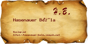 Hasenauer Béla névjegykártya